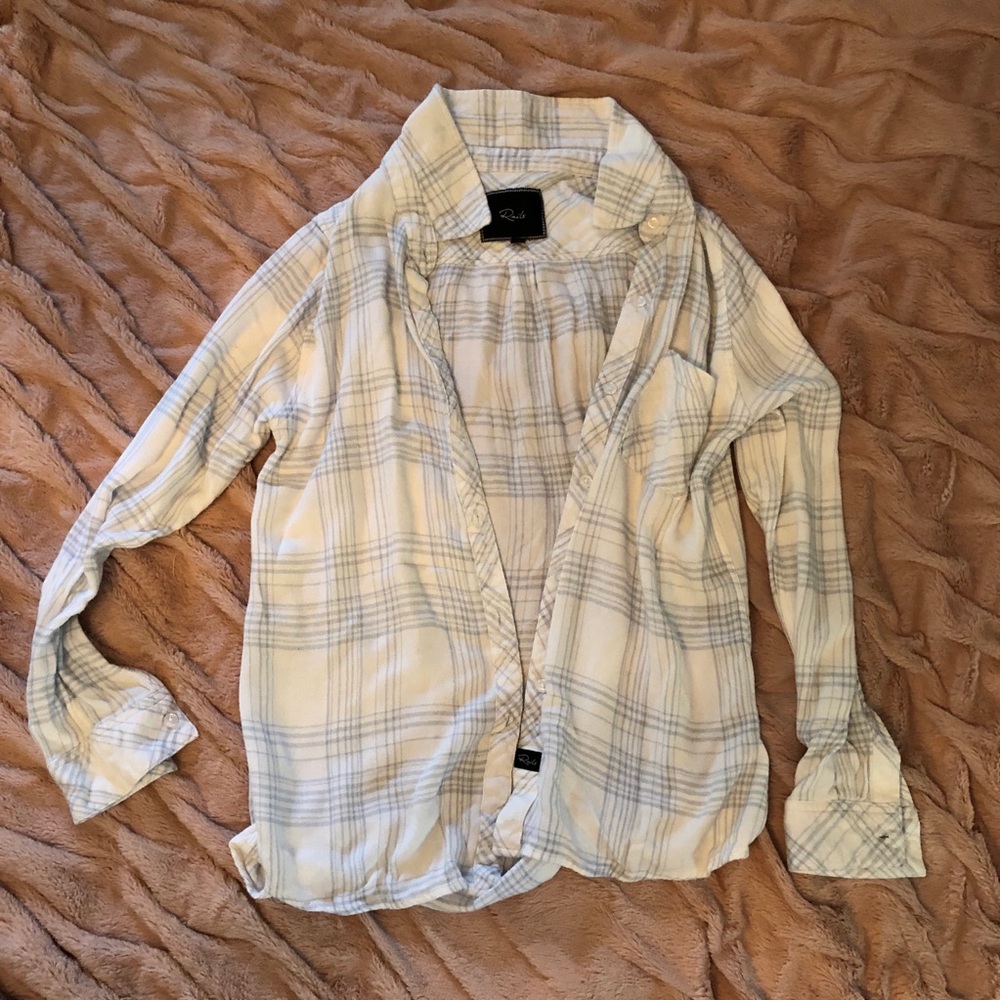 Rails Blue and White Plaid Button Down